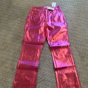 Good American pink faux leather pants NWT